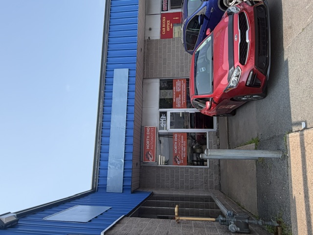 Shop entrance and signage on Wyse Road