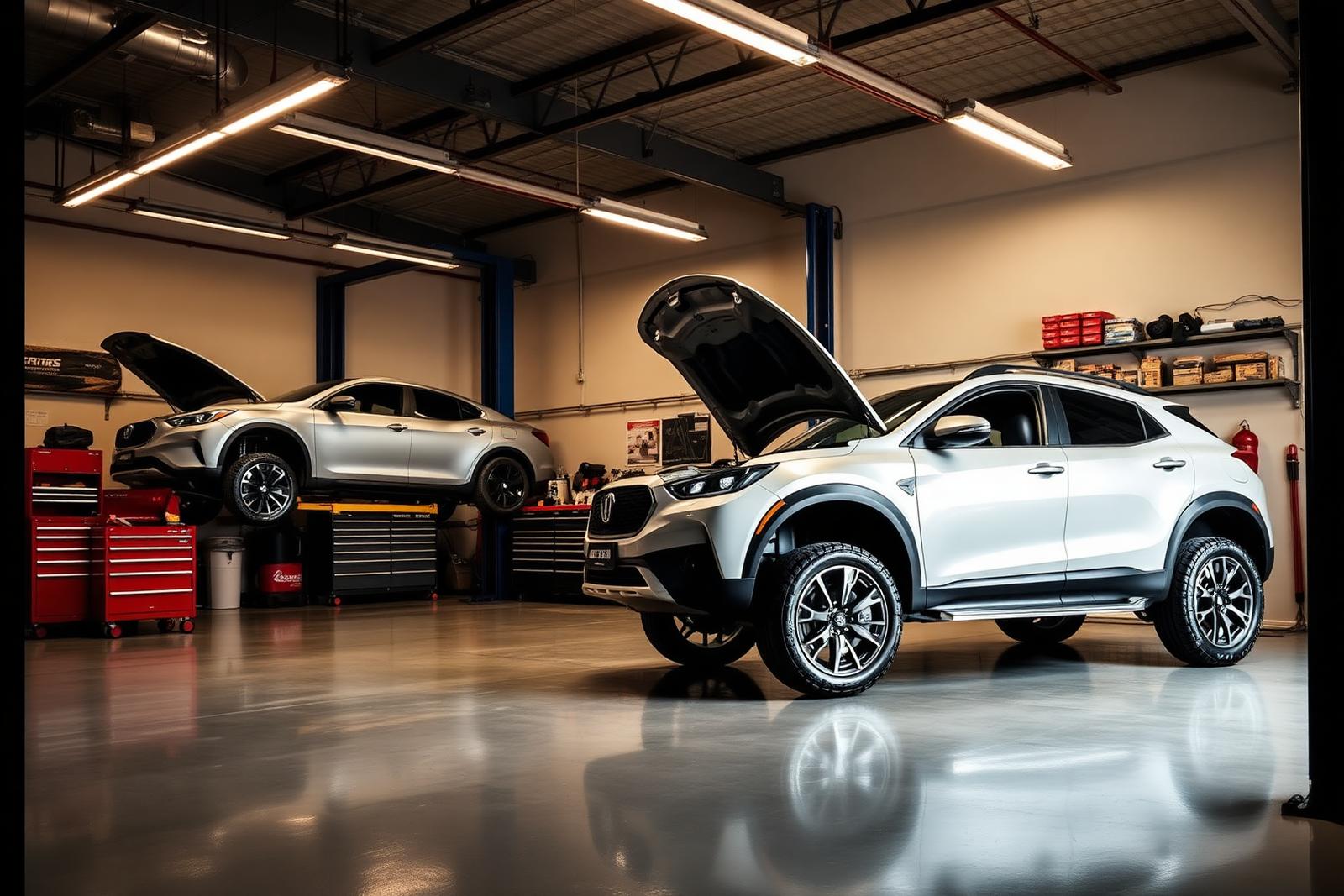 Wide view of the North End Automotive workshop